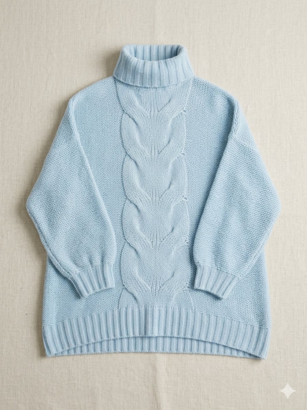 aerie Pale Blue Cable Knit Turtleneck Sweater